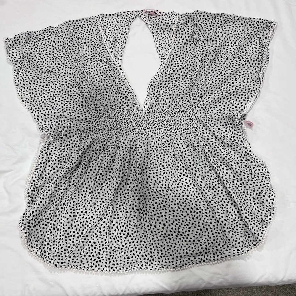 Victoria’s Secret Swim Coverup Black White Polka Dot Size Medium